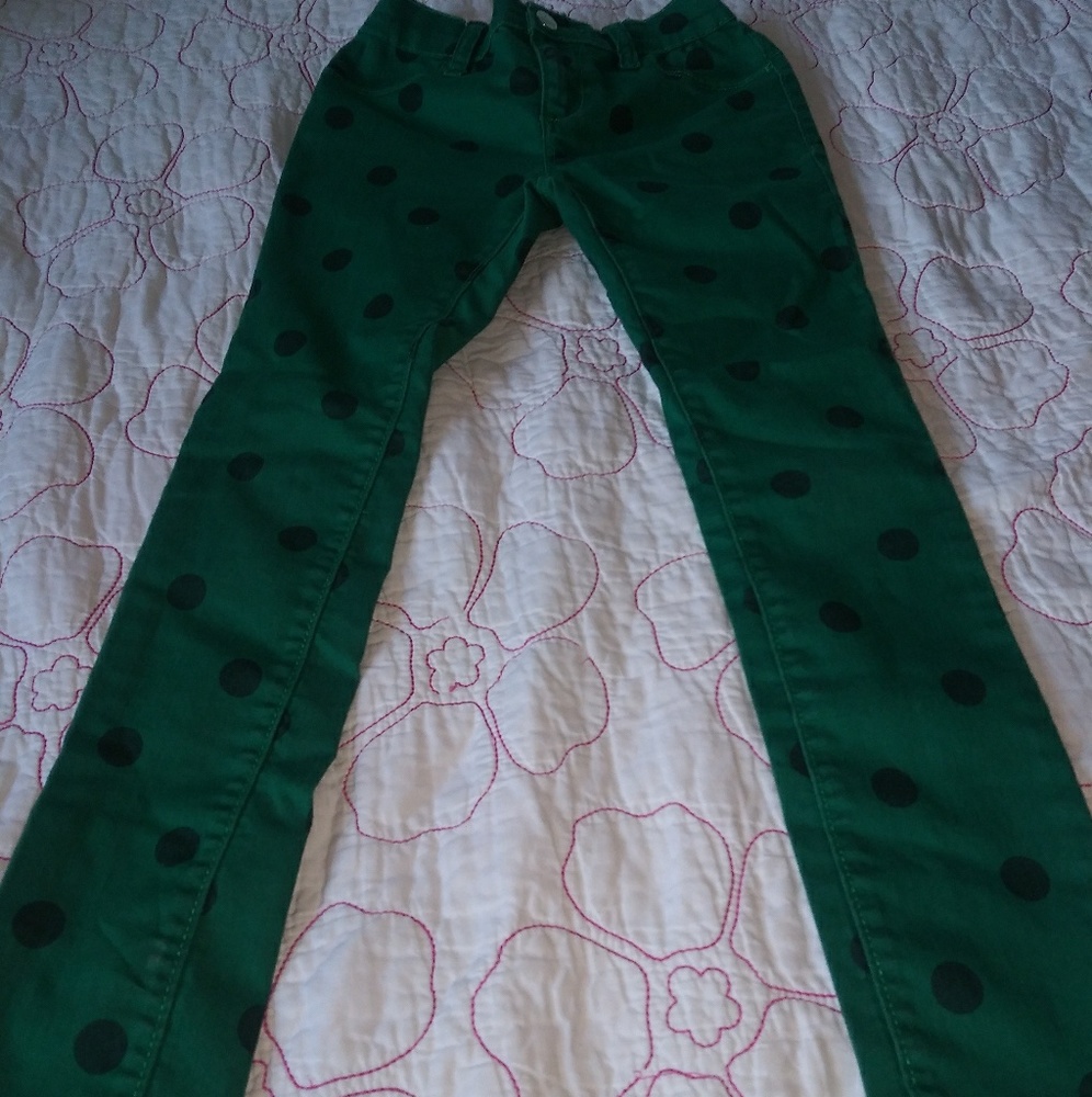 Black on green jeans for girls